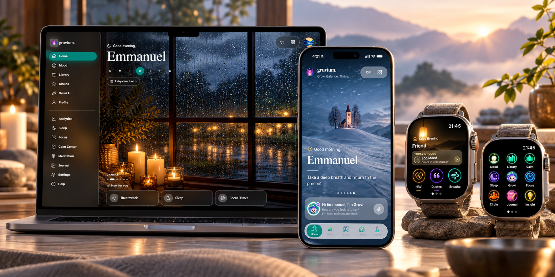 Gruvium on iPhone, Android, web, Apple Watch and Android Watch